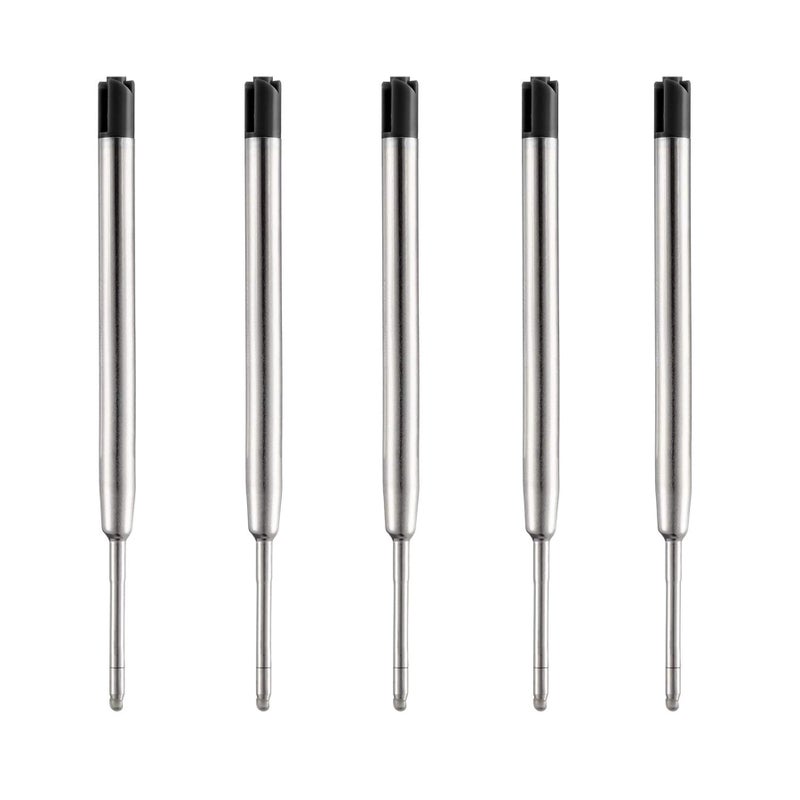 DunBong Pen Refills, Black Ink Refill Pack of 5, Replaceable Ballpoint Pen Refills, Medium Point Metal Refill (Black) - Image 1